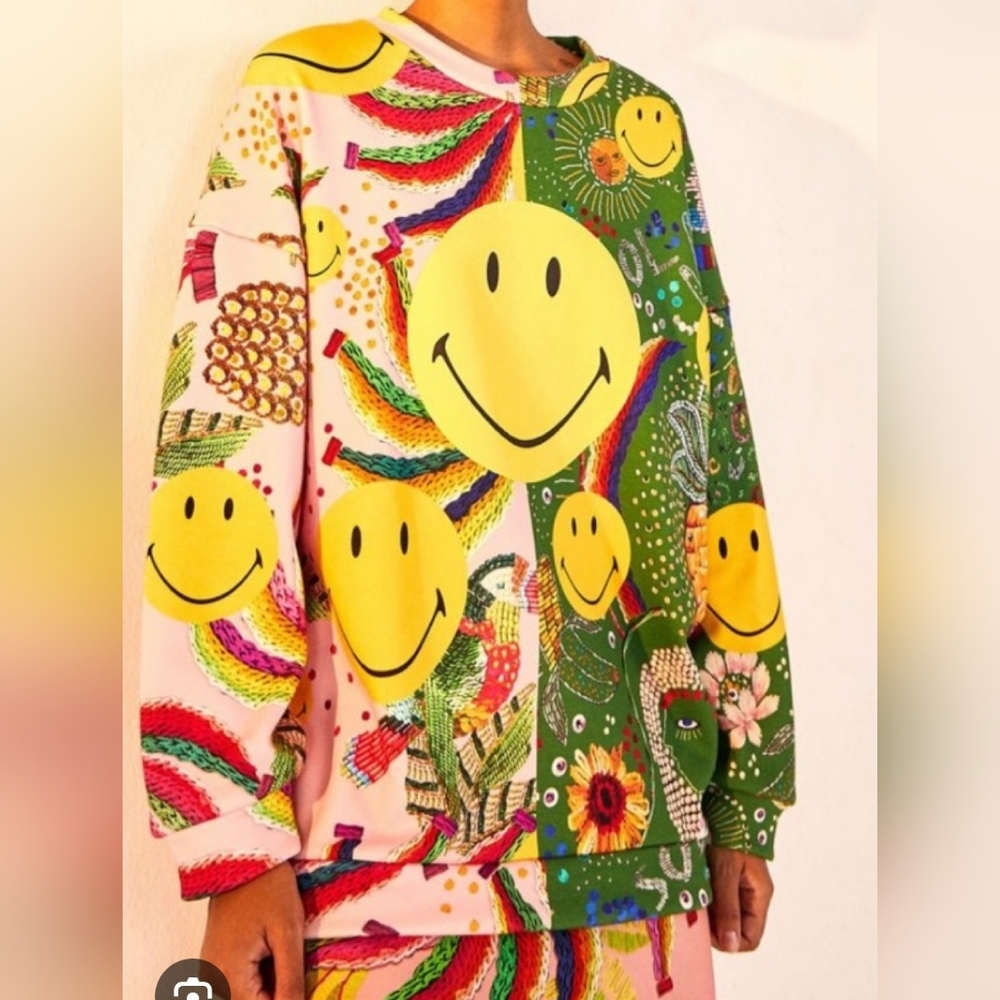 Farmrio Colorful Smiley Face Sweatshirt